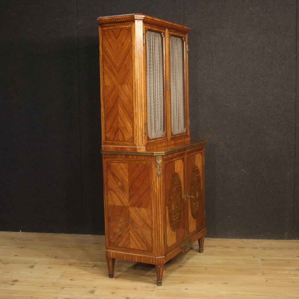 20th Century Inlaid Wood French Bookcase Cabinet, 1920 For Sale 4