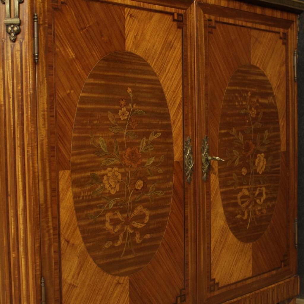 20th Century Inlaid Wood French Bookcase Cabinet, 1920 For Sale 5