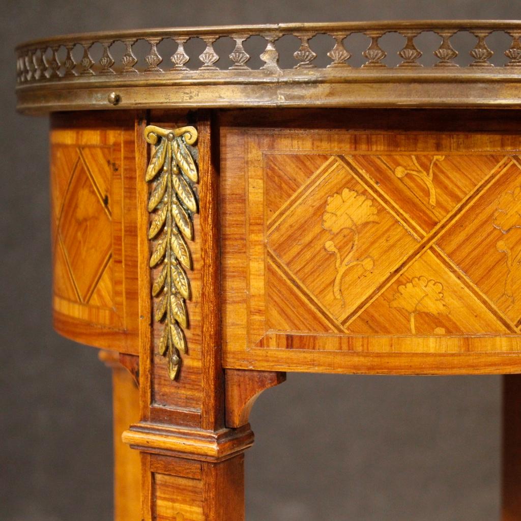 20th Century Rosewood, Maple, Mahogany Fruitwood Inlaid French Side Table, 1960 2