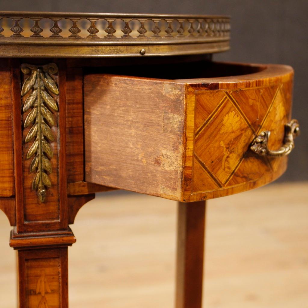 20th Century Rosewood, Maple, Mahogany Fruitwood Inlaid French Side Table, 1960 4
