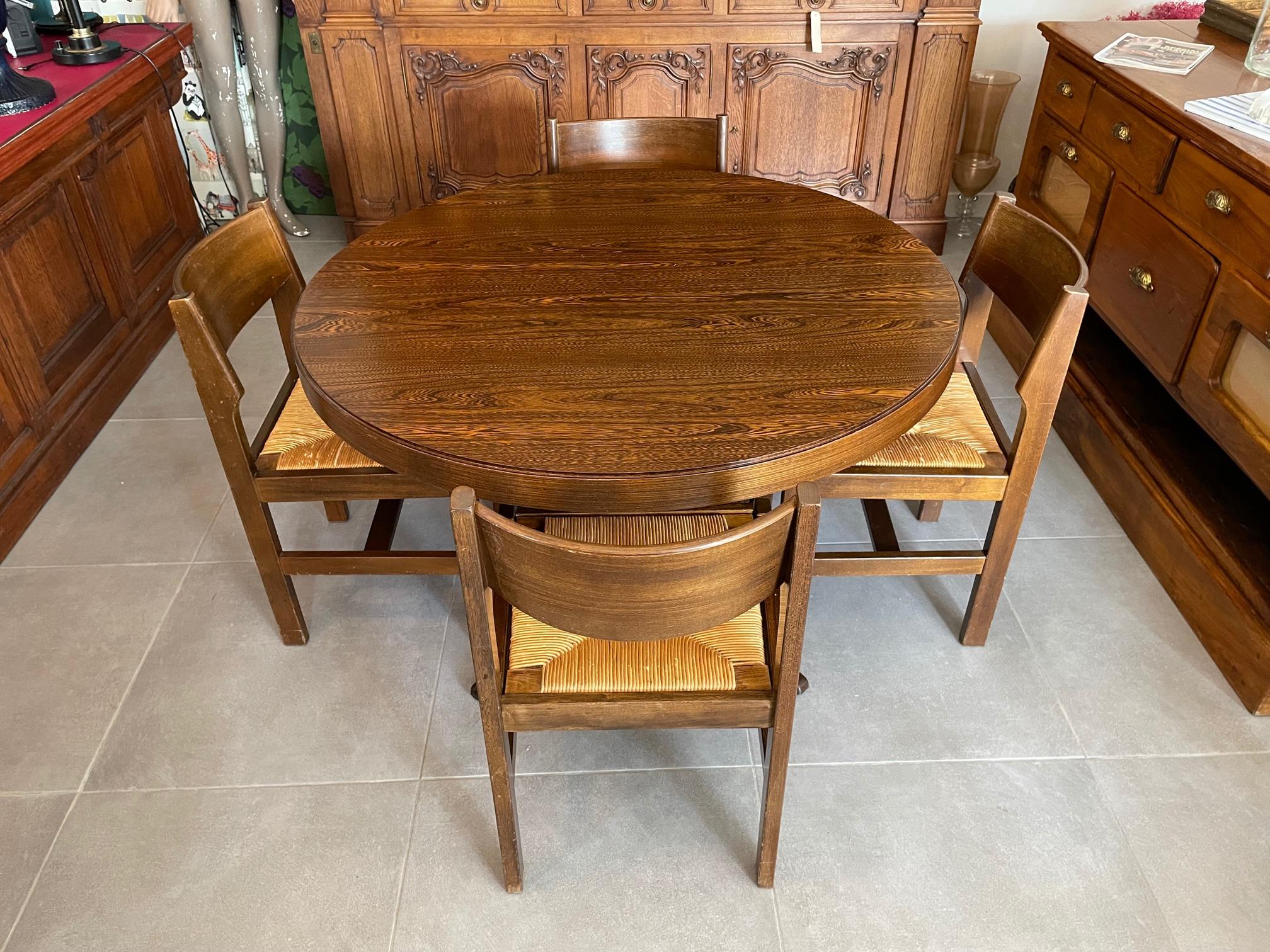 20th Century Rosewood Veneer Baumann Table and Chairs, 1960s 4