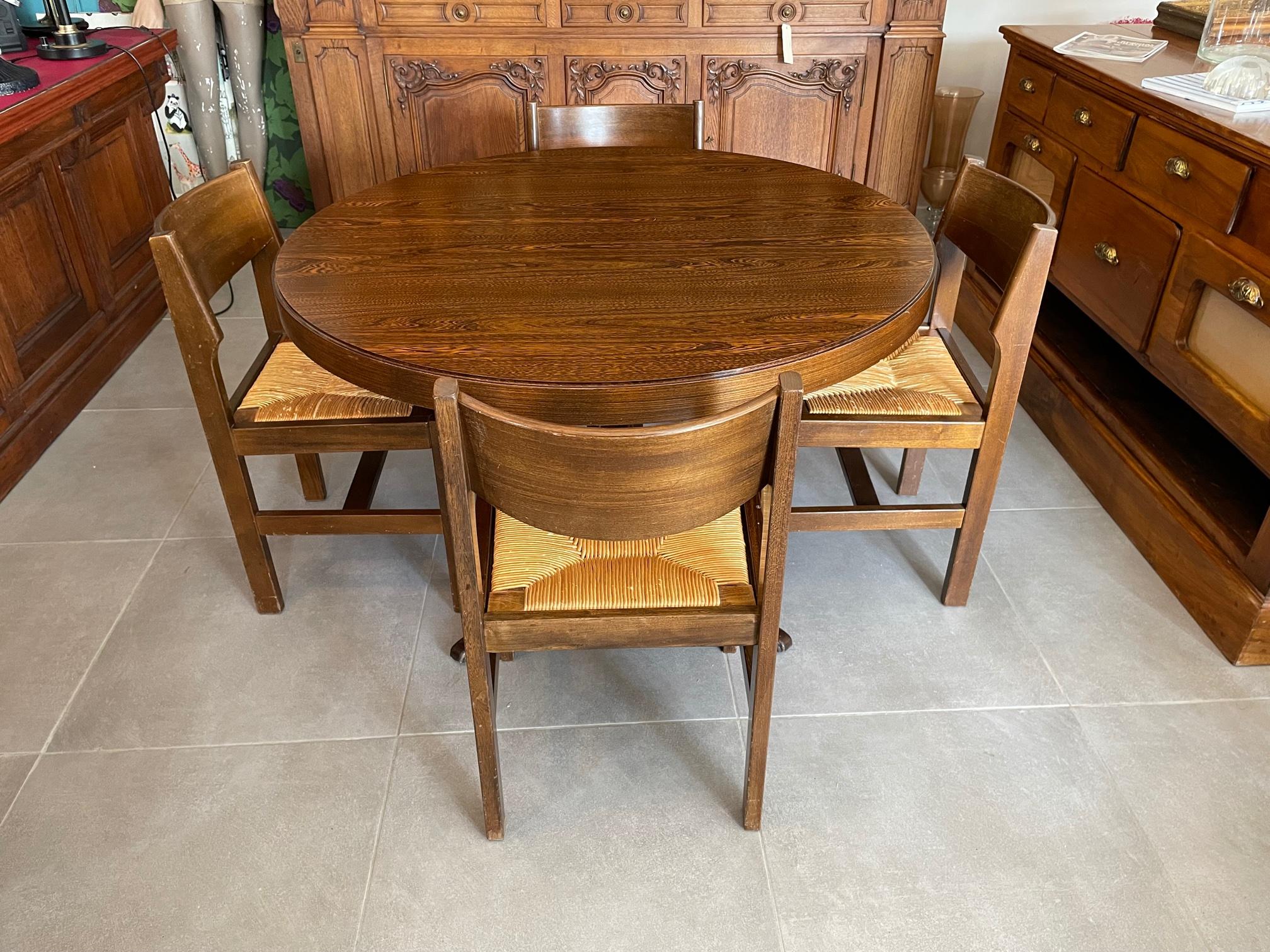 20th Century Rosewood Veneer Baumann Table and Chairs, 1960s 3