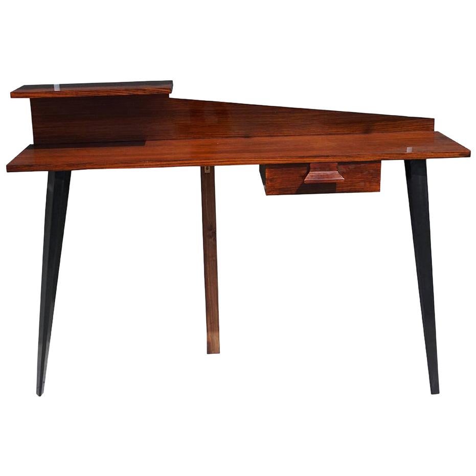 20th Century Rosewood Wall Desk, Italian Writing Wood Table