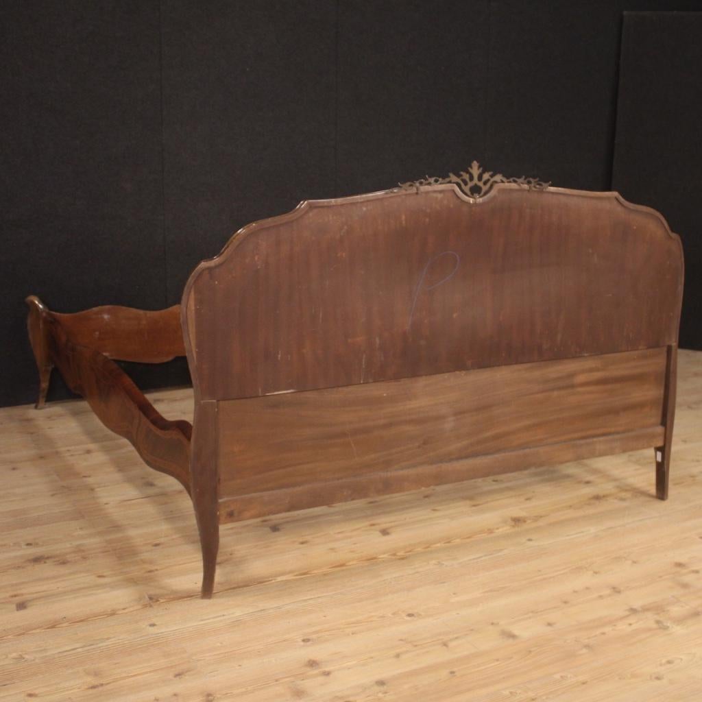 20th Century Rosewood Walnut Beech and Fruitwood Inlaid Wood Italian Bed, 1950 5