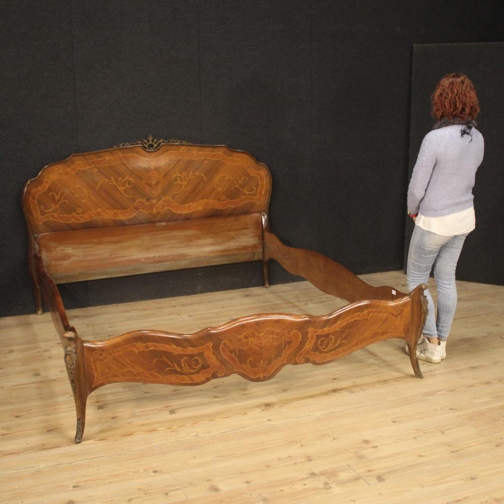 20th Century Rosewood Walnut Beech and Fruitwood Inlaid Wood Italian Bed, 1950 6
