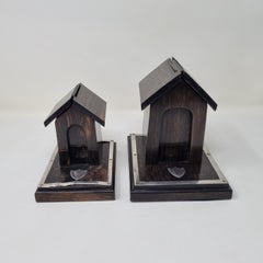 20th Century Rosewwod and Silver Cigarette and Match Holder