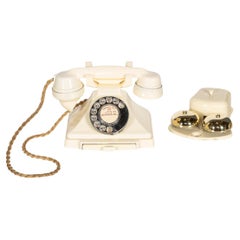 Système téléphonique et cloche rotatoire en bakélite du 20e siècle, vers 1940