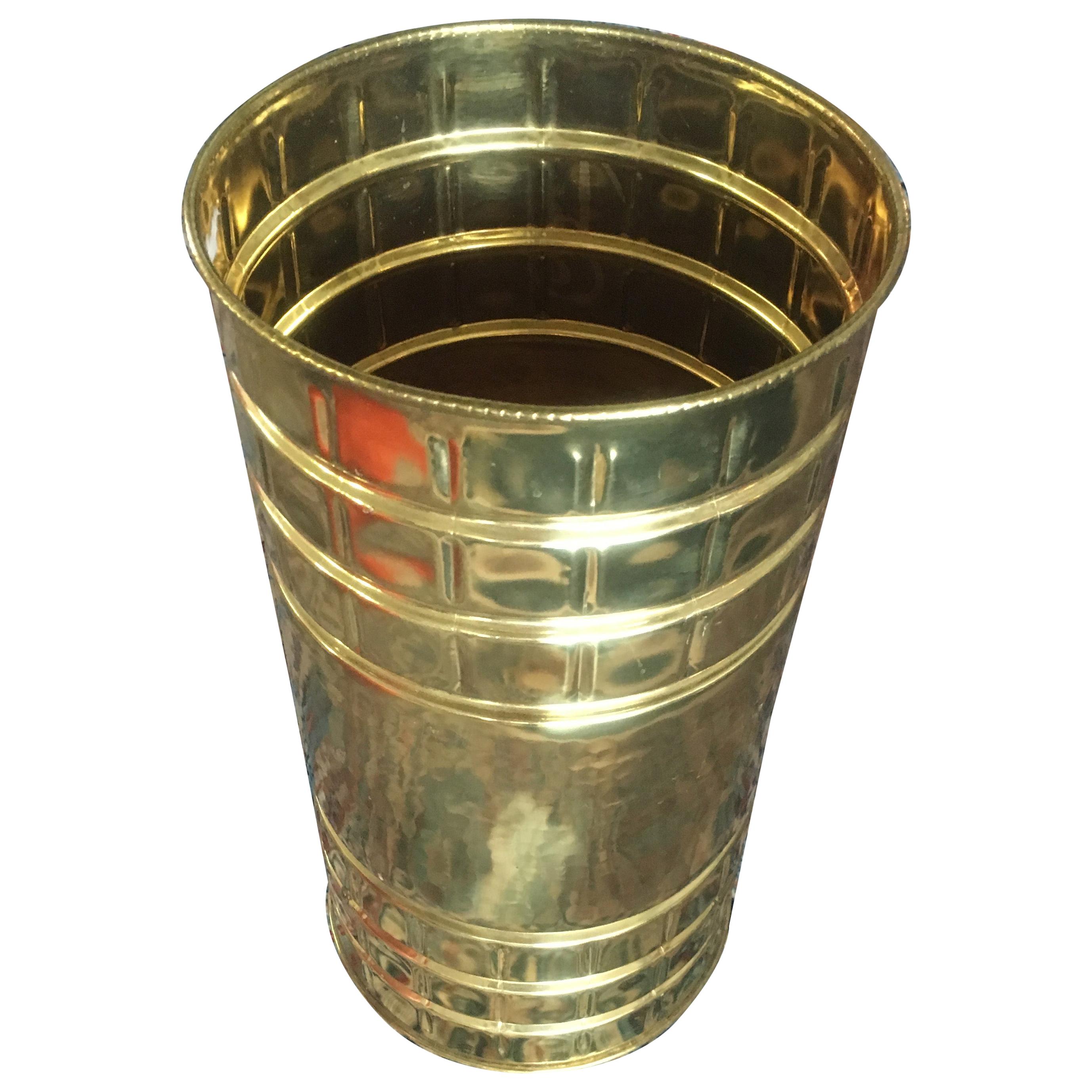 20th Century Round Brass Umbrella Stand For Sale