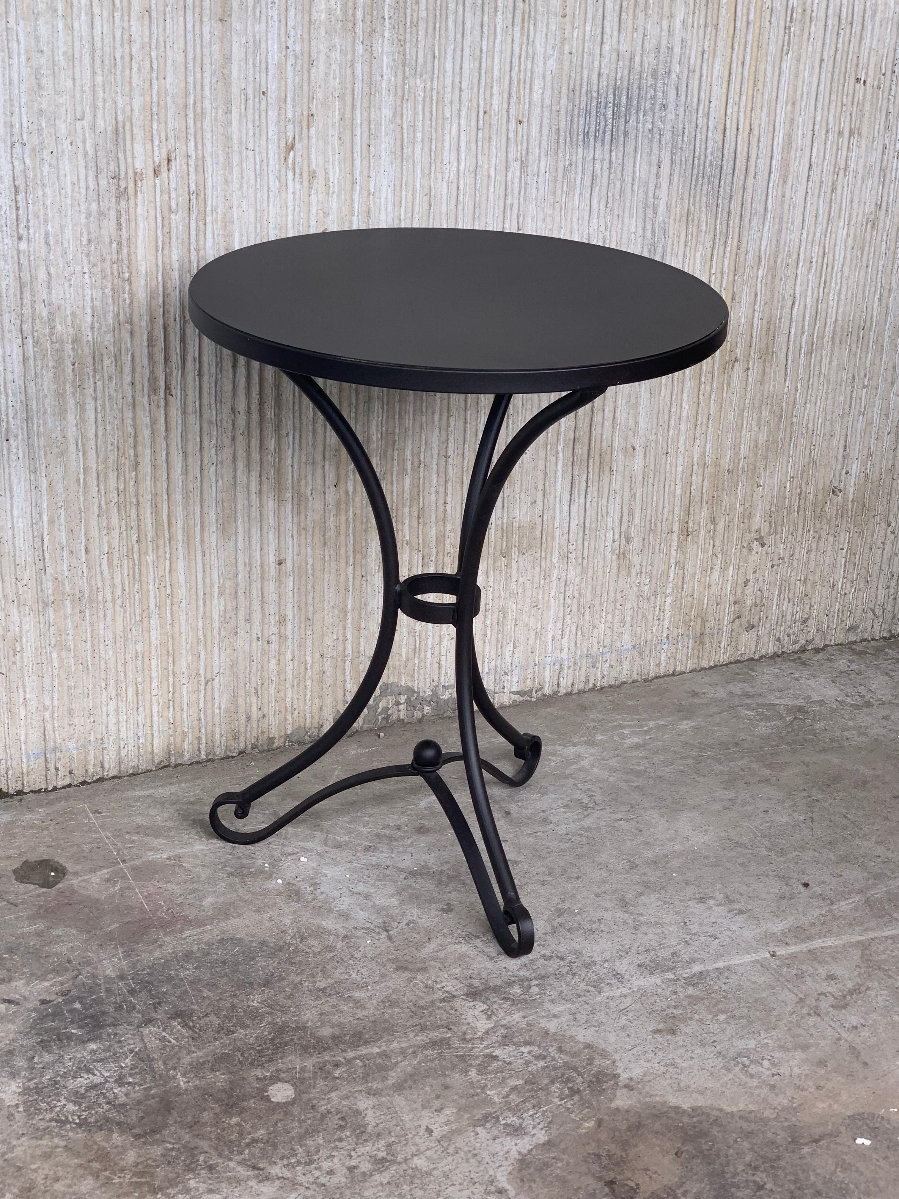 French Provincial 20th Century Round Cast Iron Base with Iron Top Garden Table or Bistro Table