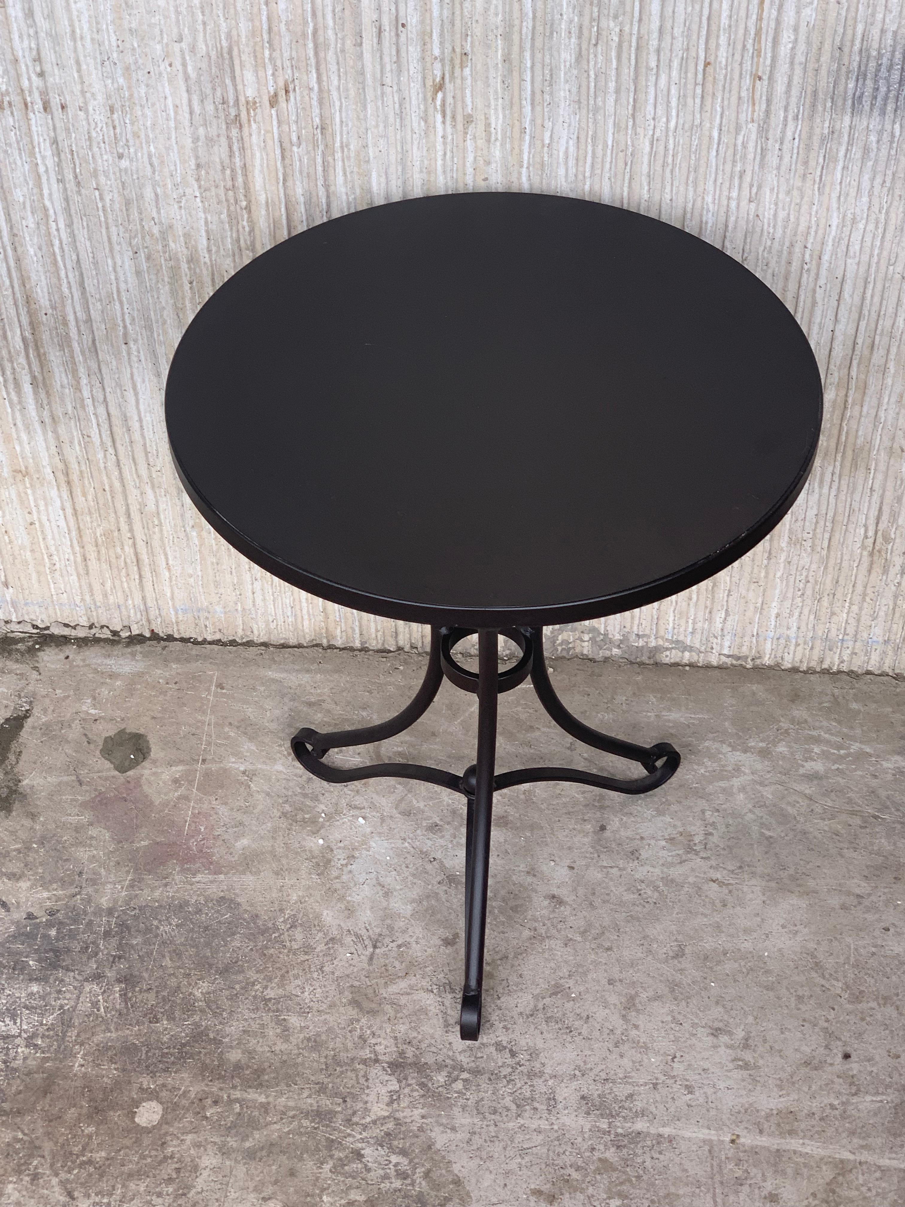 Spanish 20th Century Round Cast Iron Base with Iron Top Garden Table or Bistro Table
