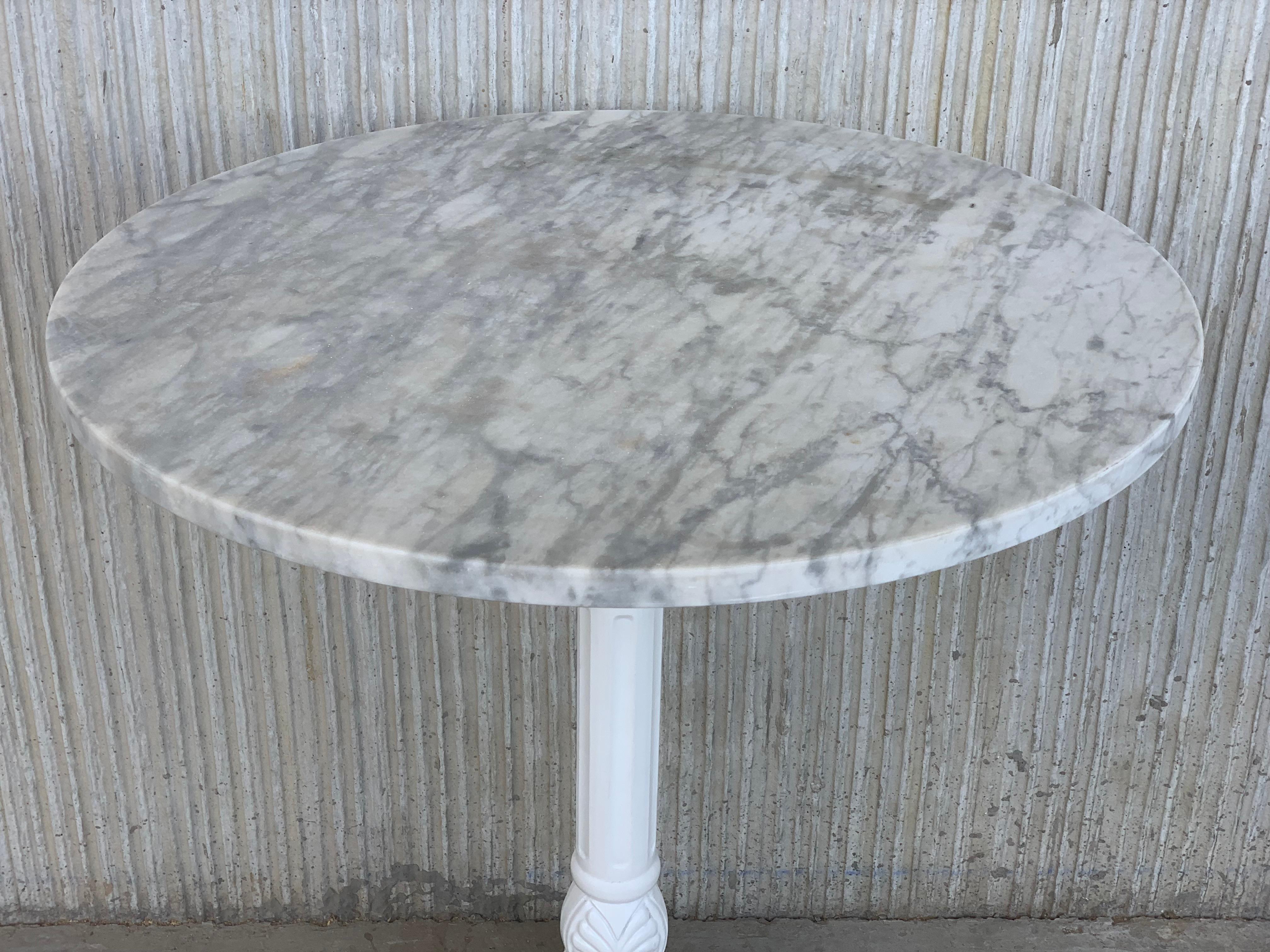 20th Century Round Cast Iron Base with Marble Top Garden Table or Bistro Table In Good Condition In Miami, FL