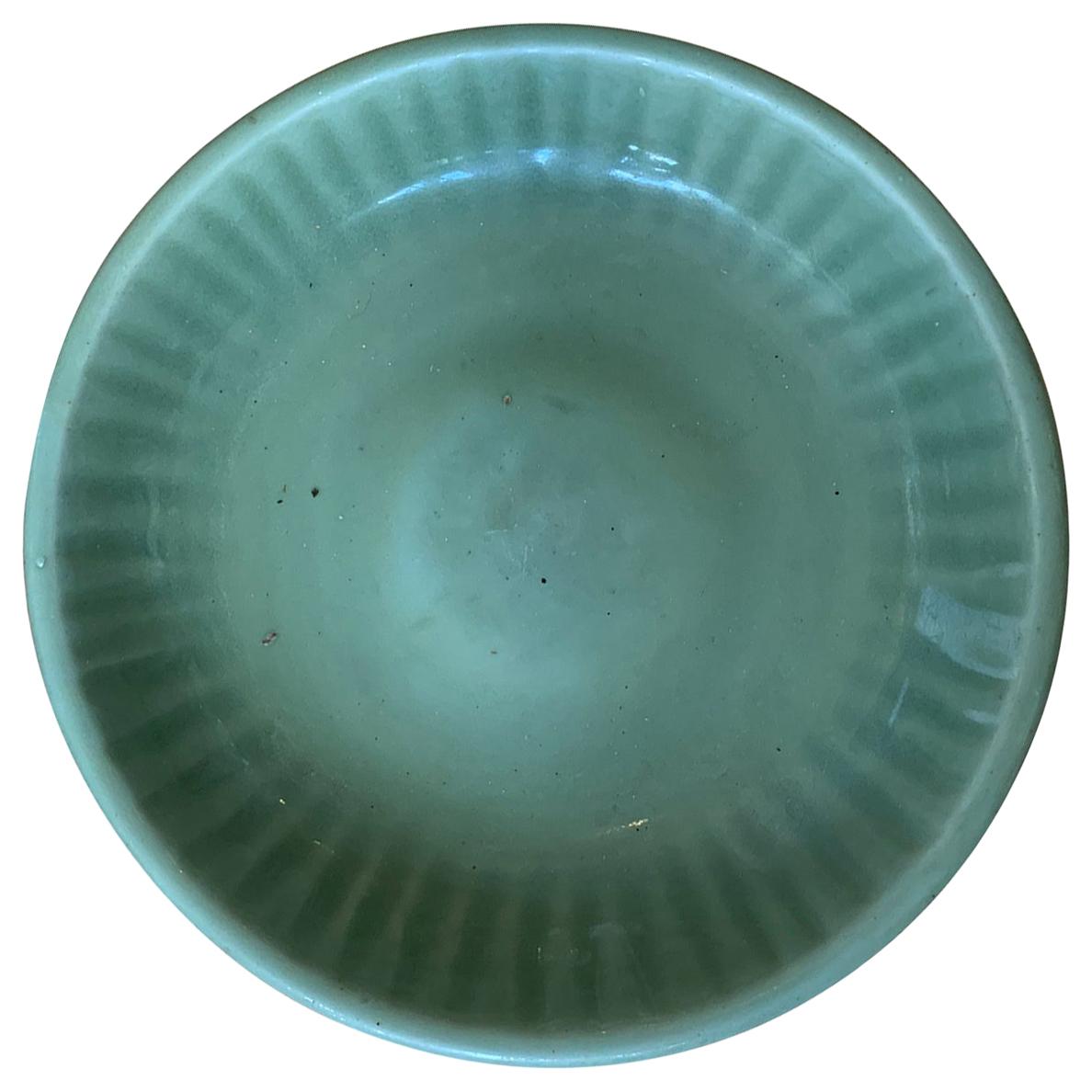 20th Century Round Celadon Glazed Pottery Plate