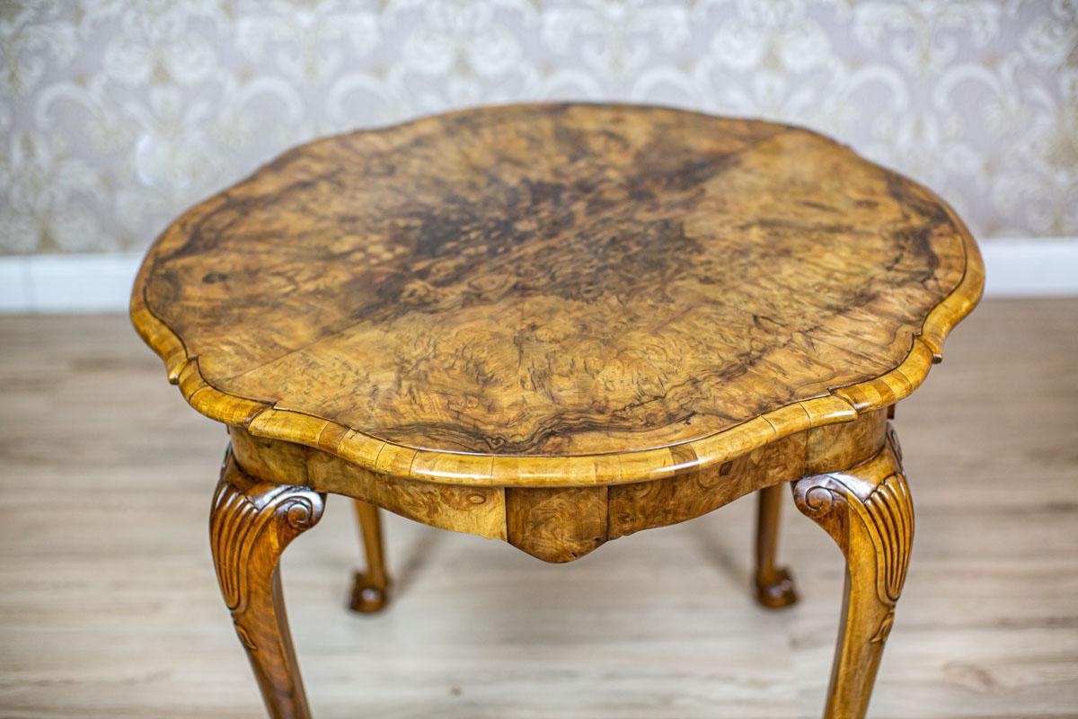 20th Century Round Walnut Coffee Table in the Chippendale Type with Veneered Top For Sale 3