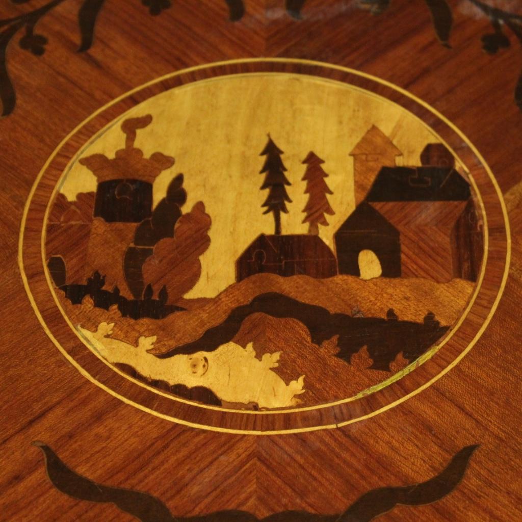 inlaid wood side table