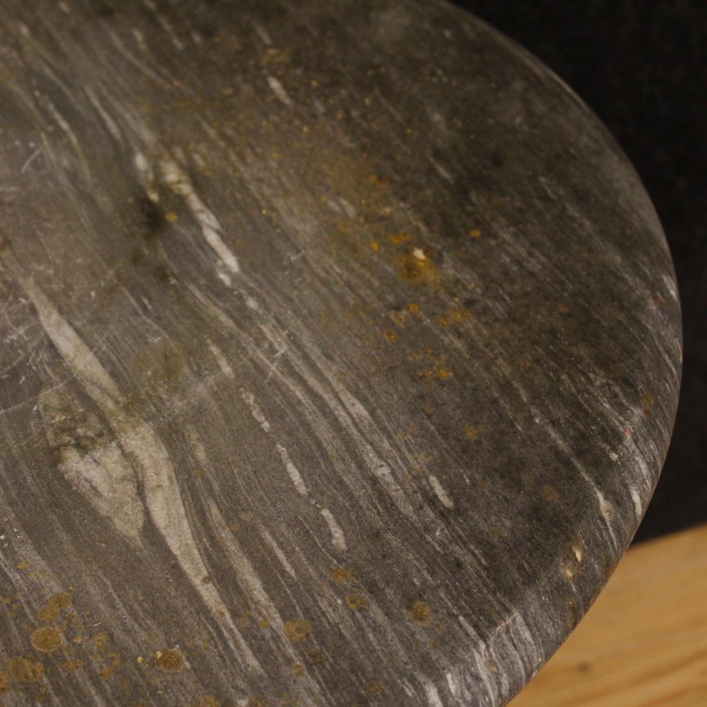 20th Century Round Iron And Stone French Side Table, 1970 2