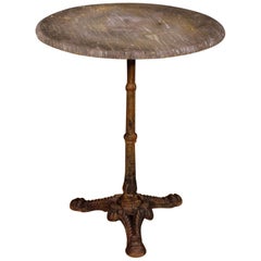 20th Century Round Iron And Stone French Side Table, 1970