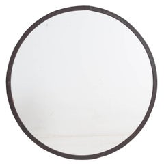 Antique 20th Century Round Metal Frame Mirror