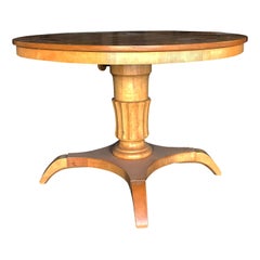 20th Century Round Pedestal Table, Swedish Birchwood Coffee Table