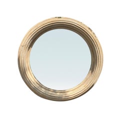 20th Century Round Pine Mirror with Stripped Finish