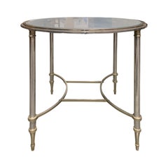 20th Century Round Steel and Glass Table Attributed to Maison Jansen