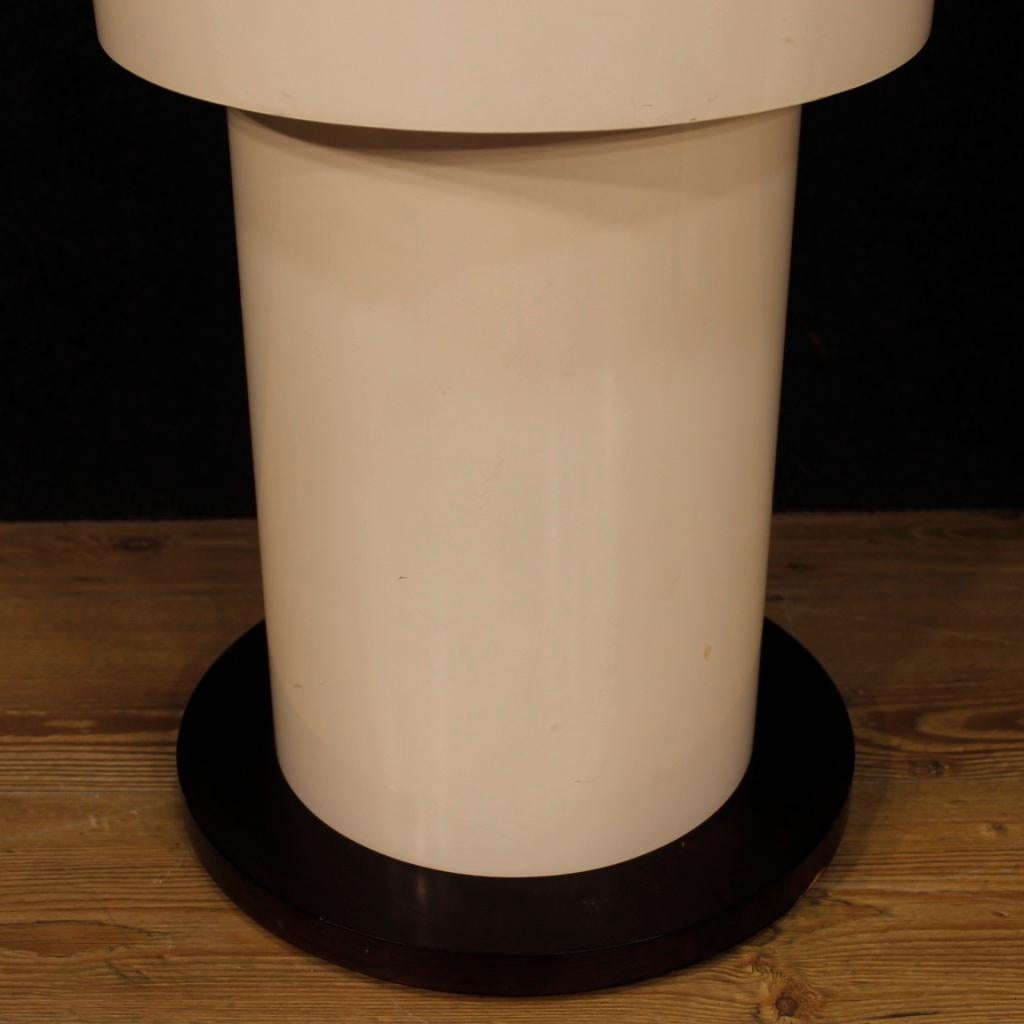 Faux Leather 20th Century Round White and Red Resine Italian Joe Colombo Style Pair of Stools