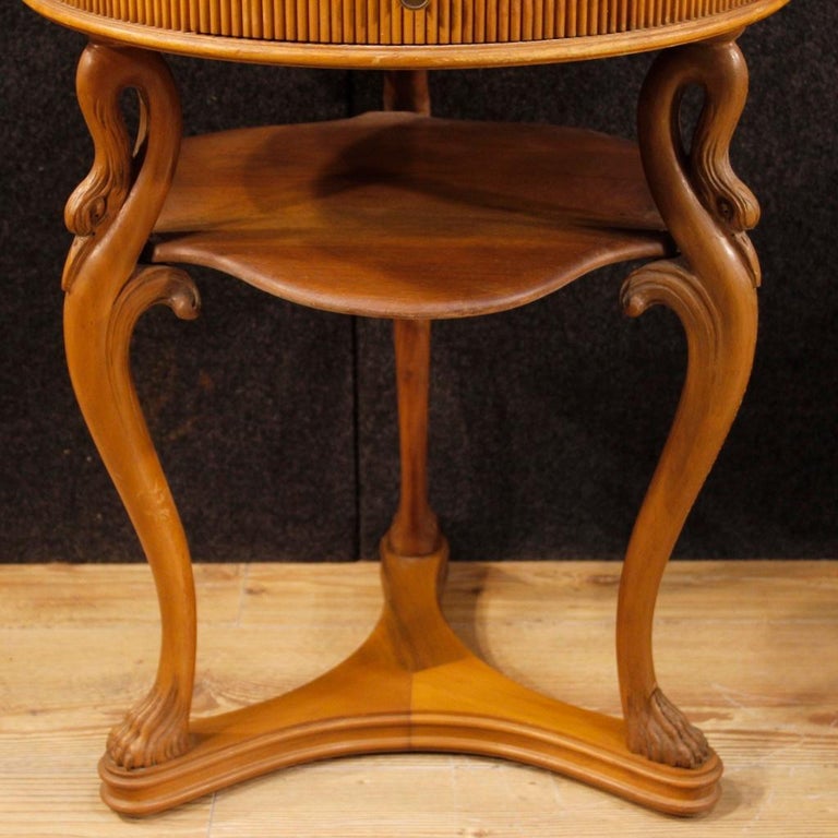 20th Century Round Wooden Italian Pair of Bedside Tables ...