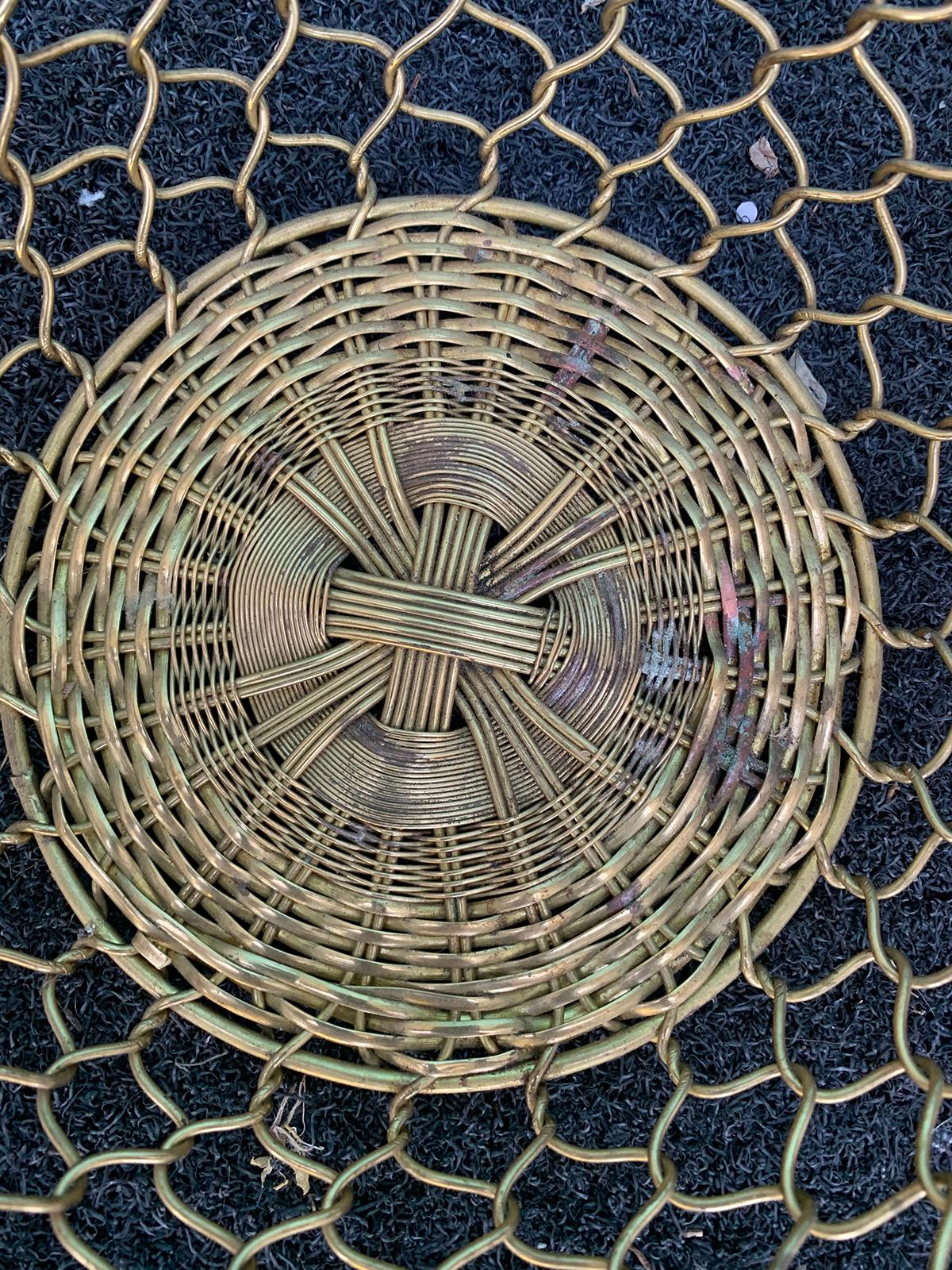 20th Century Round Woven Basket with Handle 7