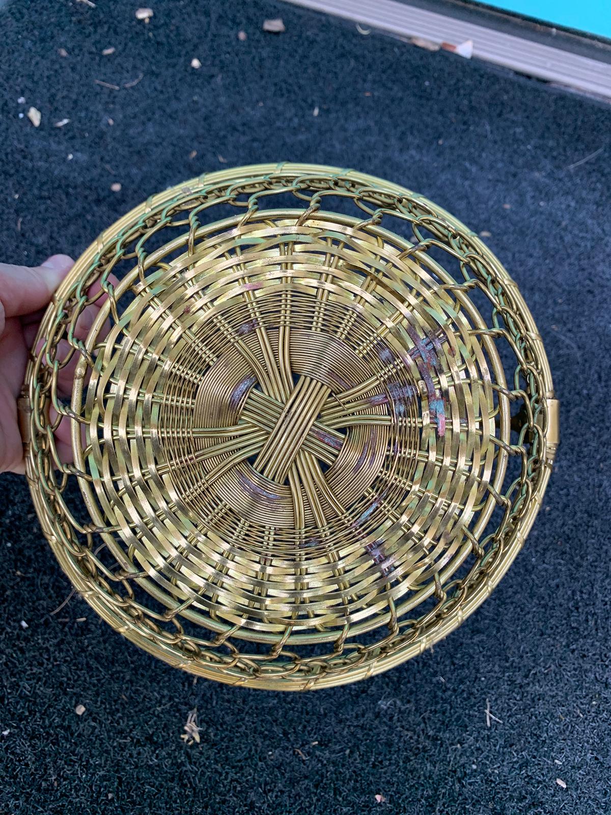 20th Century Round Woven Basket with Handle 8
