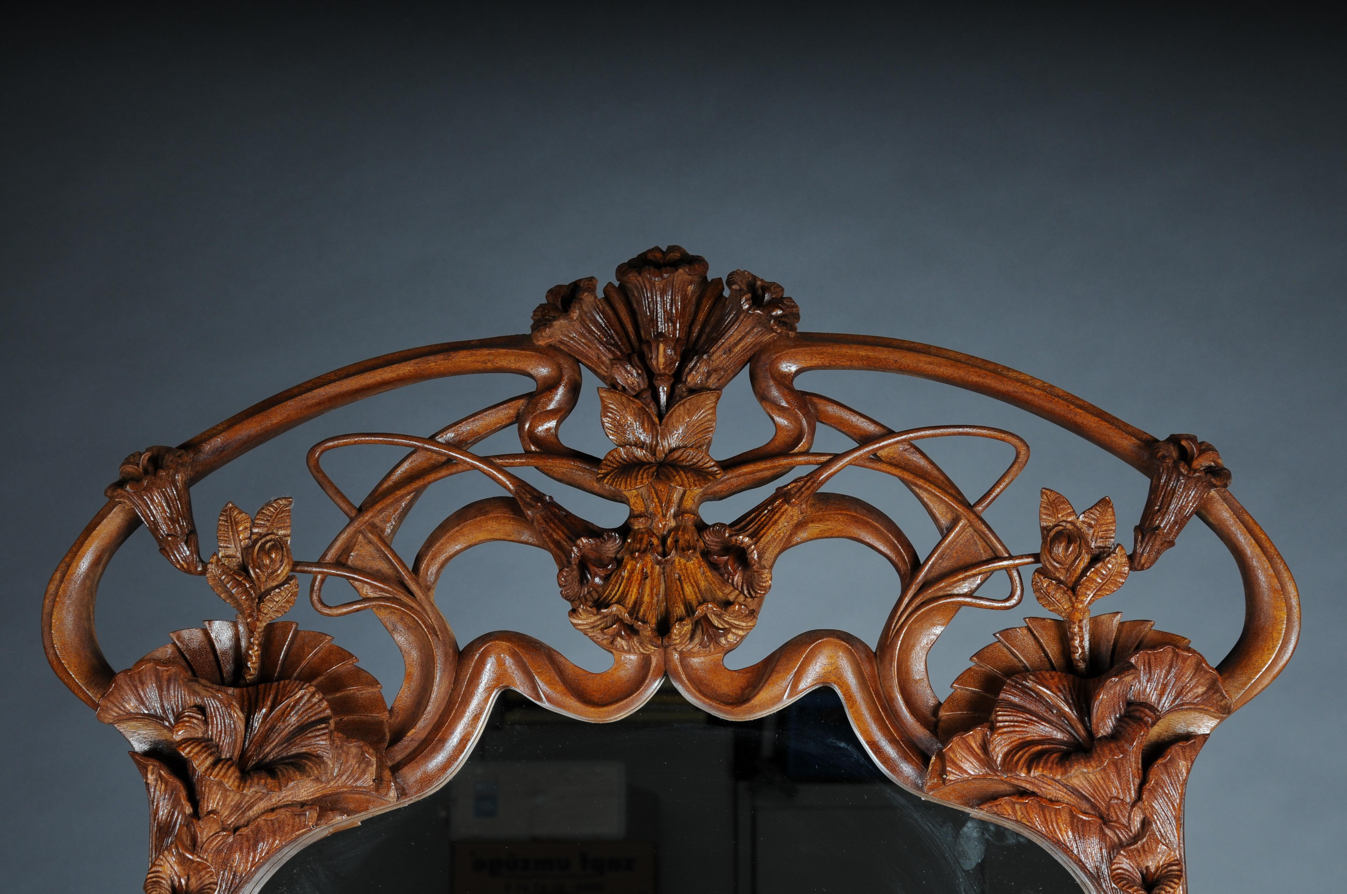 Hand-Carved 20th Century Royal French Art Noveau Wall Mirror For Sale