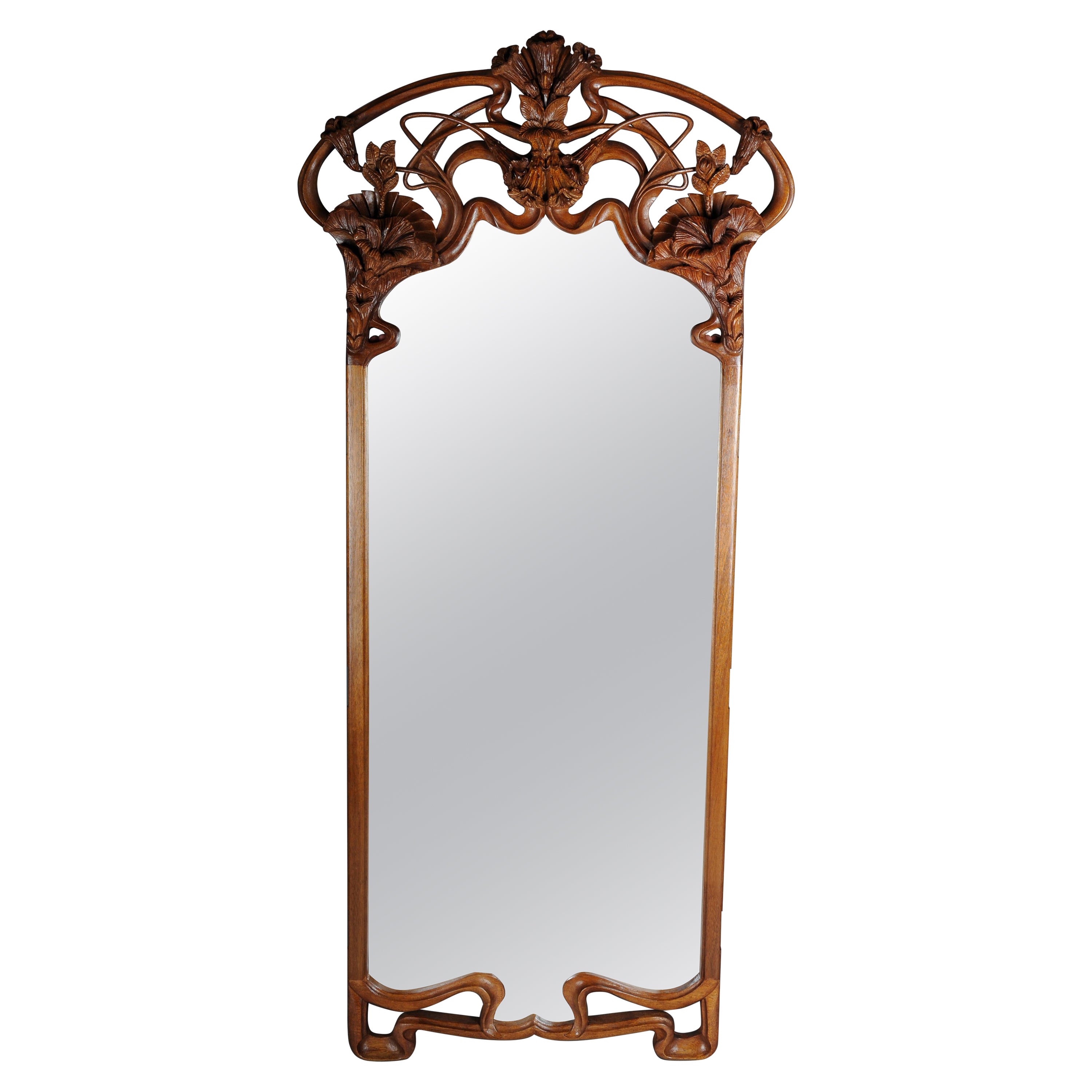 Miroir mural Art Noveau français royal du 20e siècle
