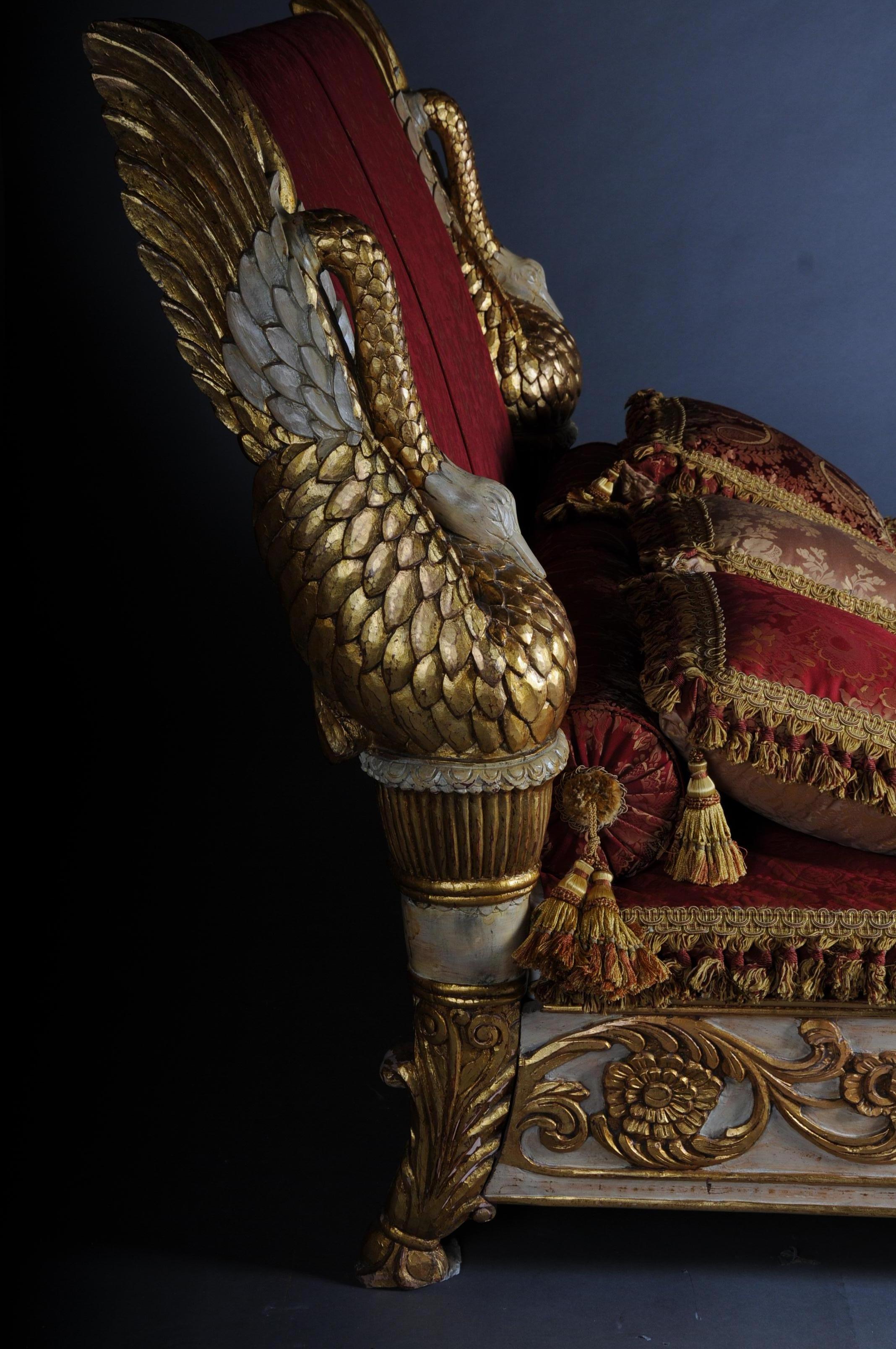 20th Century Royal Gilded King Bed / Swan Bed 8