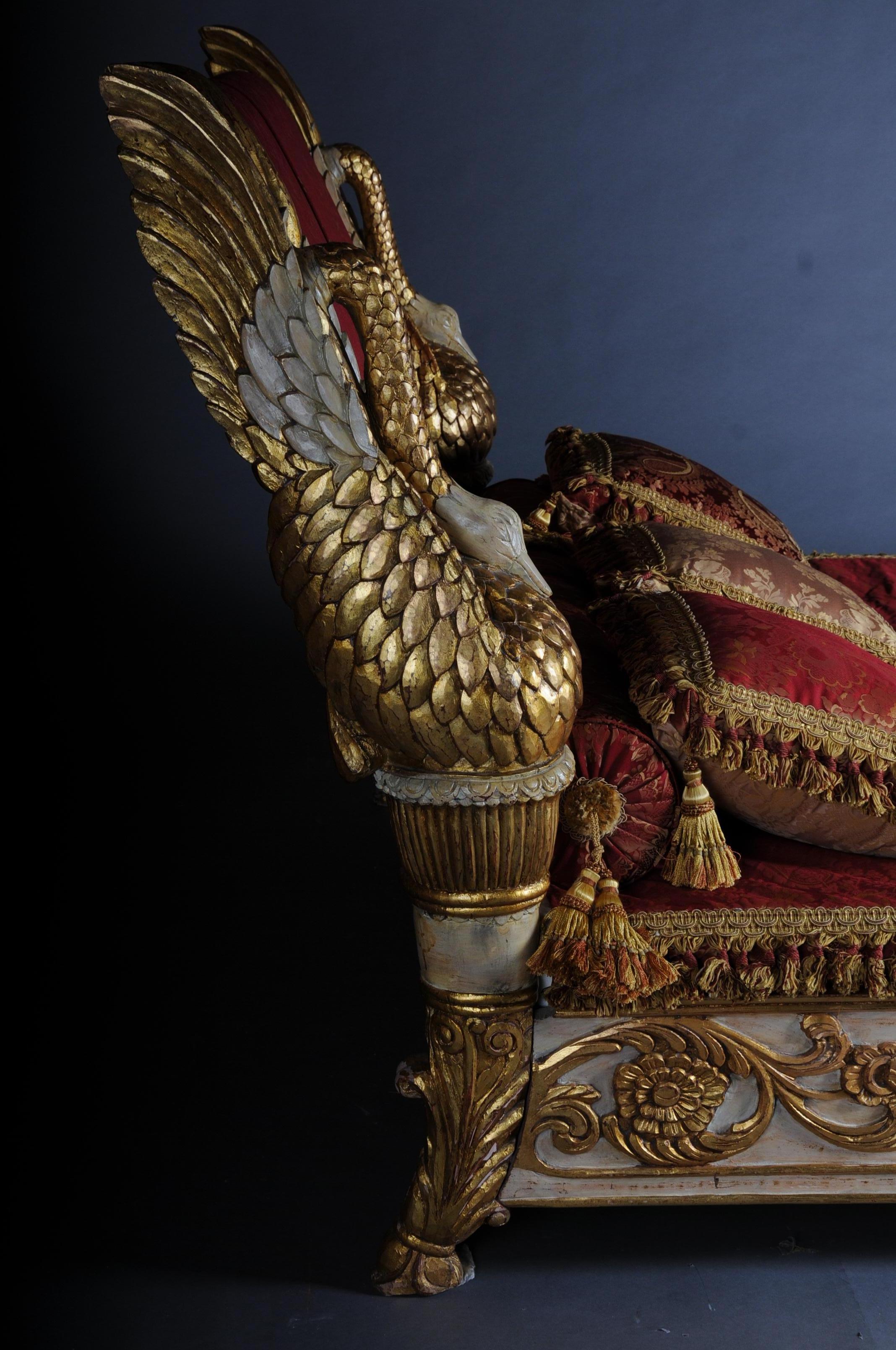20th Century Royal Gilded King Bed / Swan Bed 10