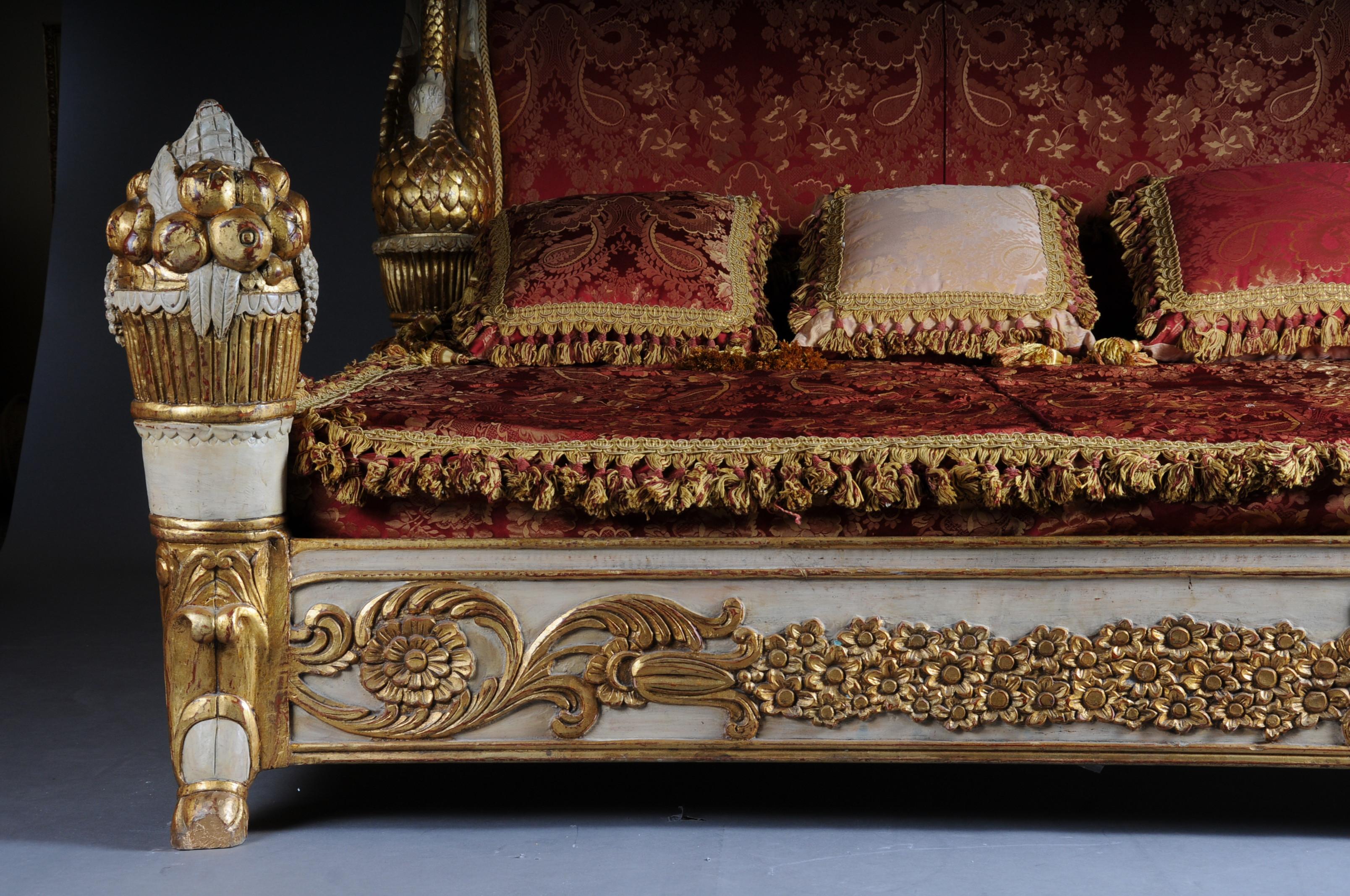 Louis Philippe 20th Century Royal Gilded King Bed / Swan Bed