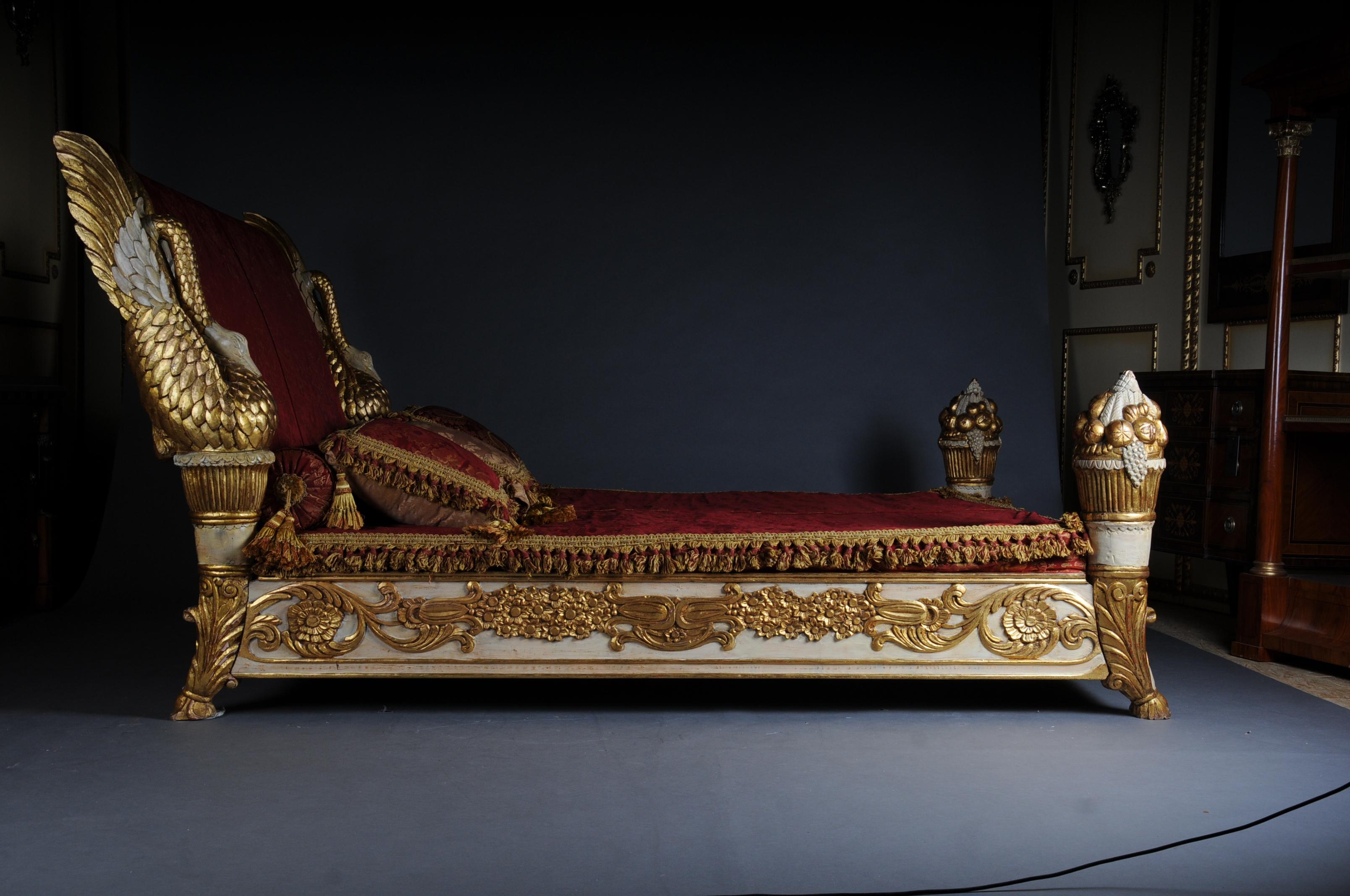 Beech 20th Century Royal Gilded King Bed / Swan Bed