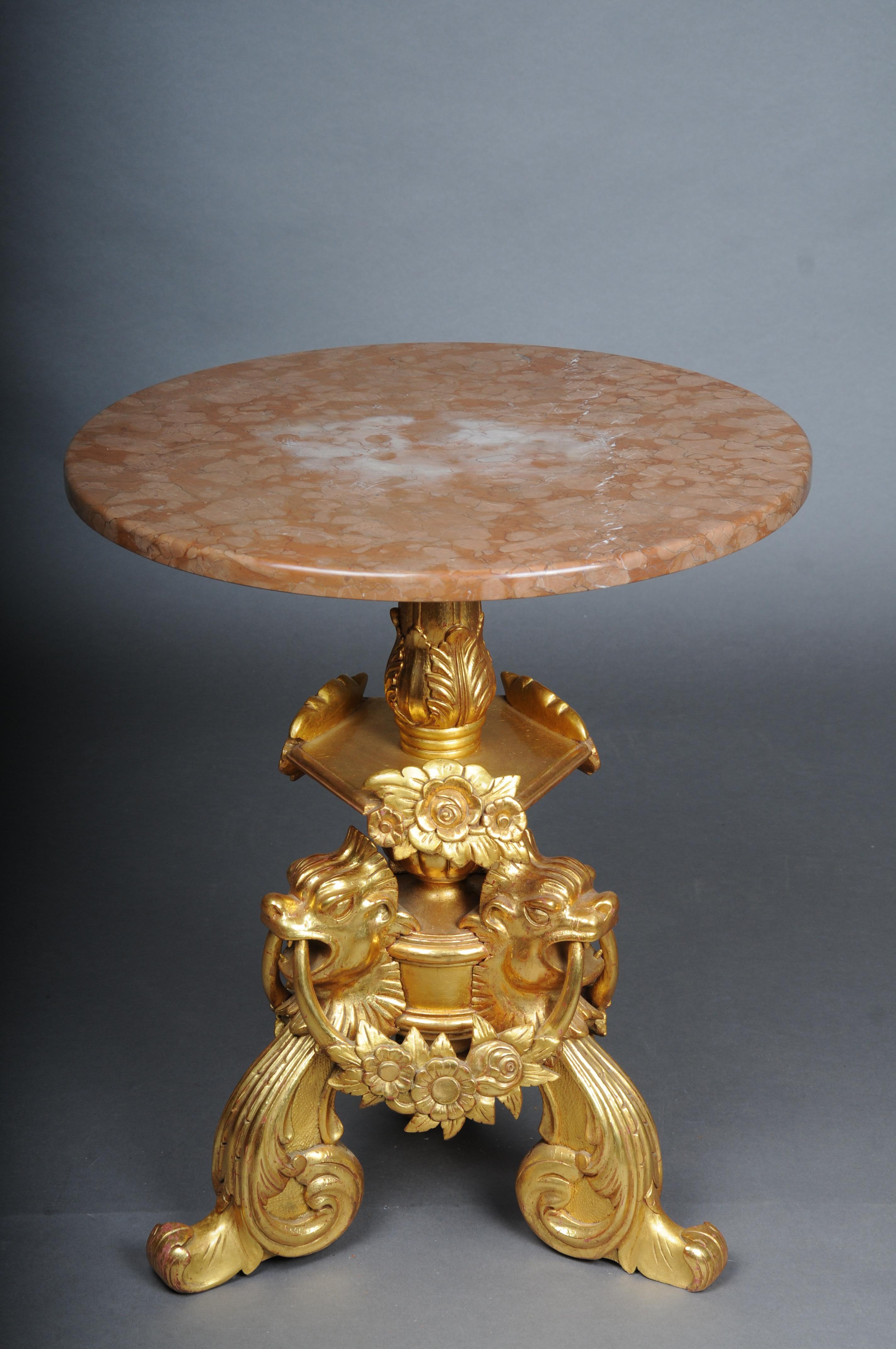 20th Century Royal ornate side table gilded with marble top For Sale 2