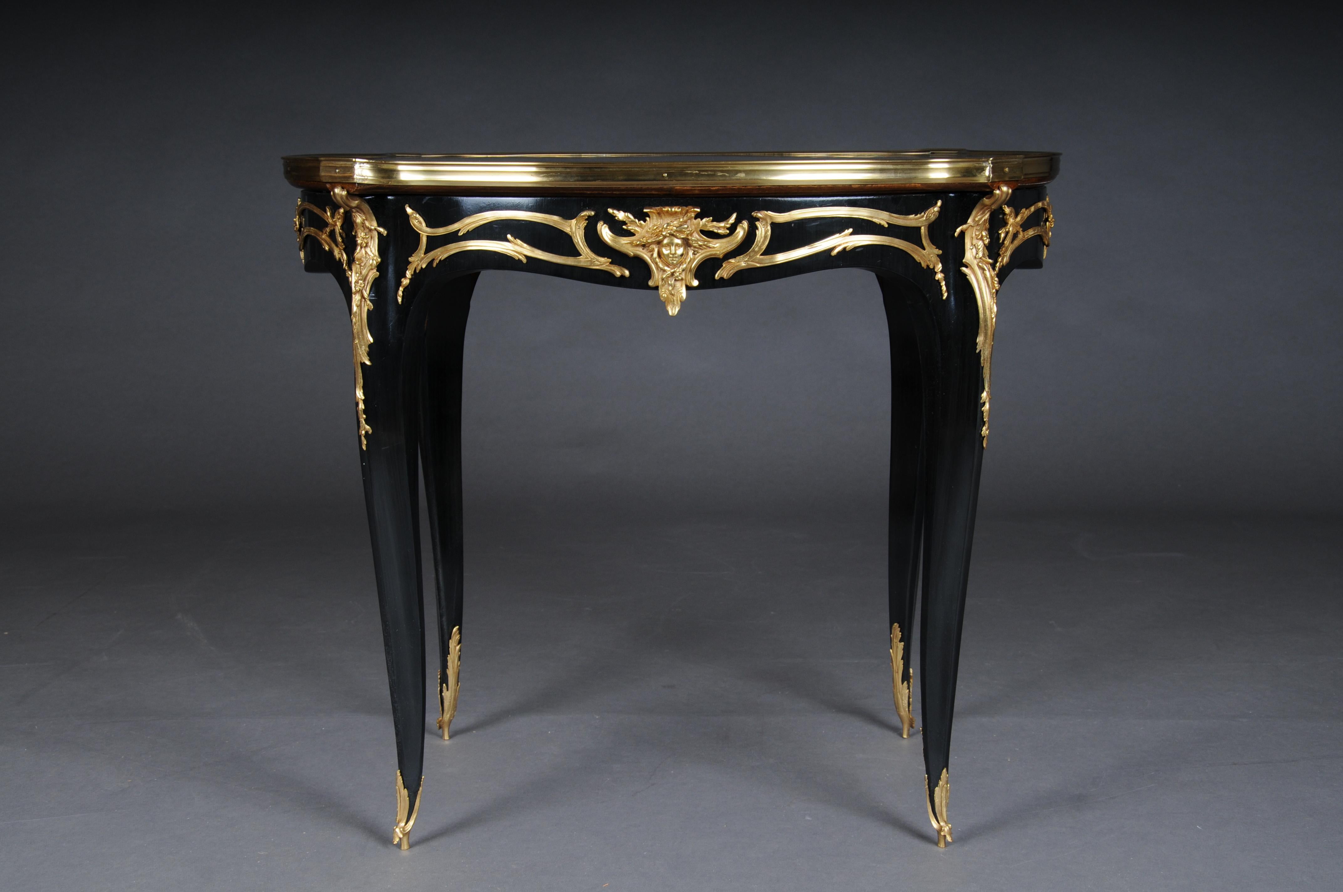 French 20th Century Royal Side Table after Francois Linke, Paris, black gold For Sale