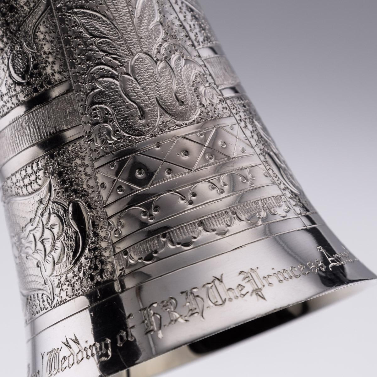 20th Century, Royal Wedding Solid Silver Wager Cup, London, c.1973 For Sale 11