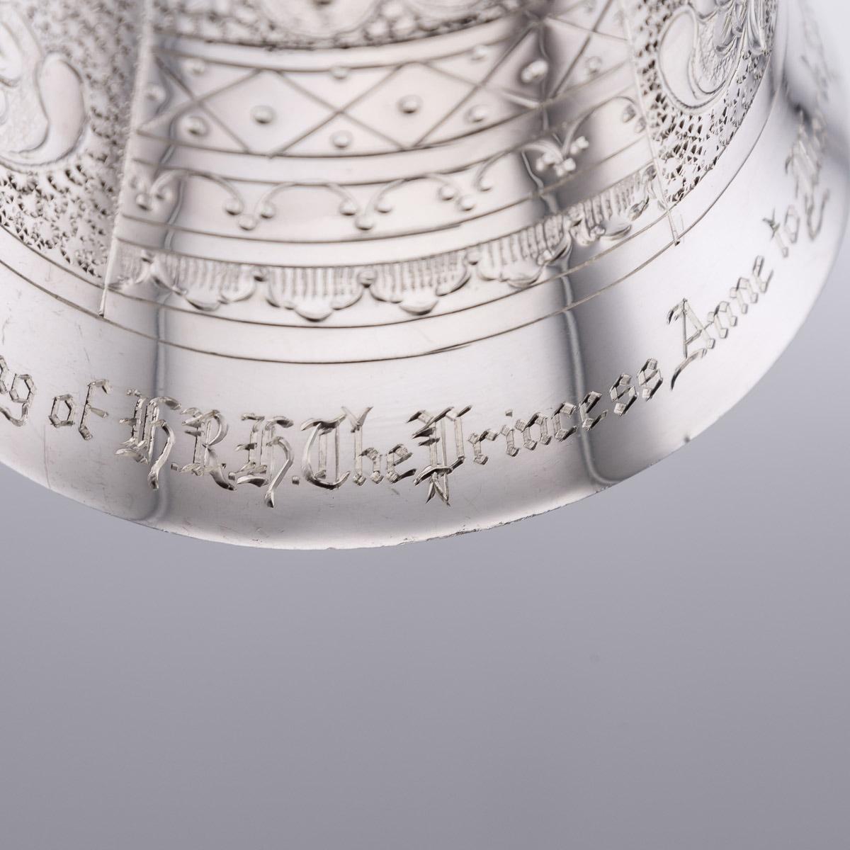 20th Century, Royal Wedding Solid Silver Wager Cup, London, c.1973 For Sale 14
