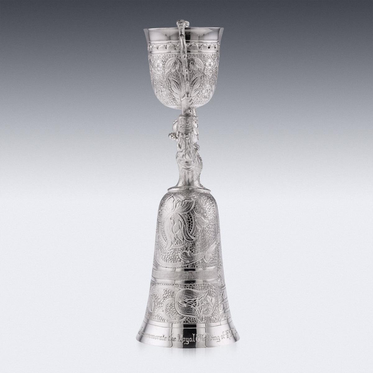 20th Century, Royal Wedding Solid Silver Wager Cup, London, c.1973 For Sale 1