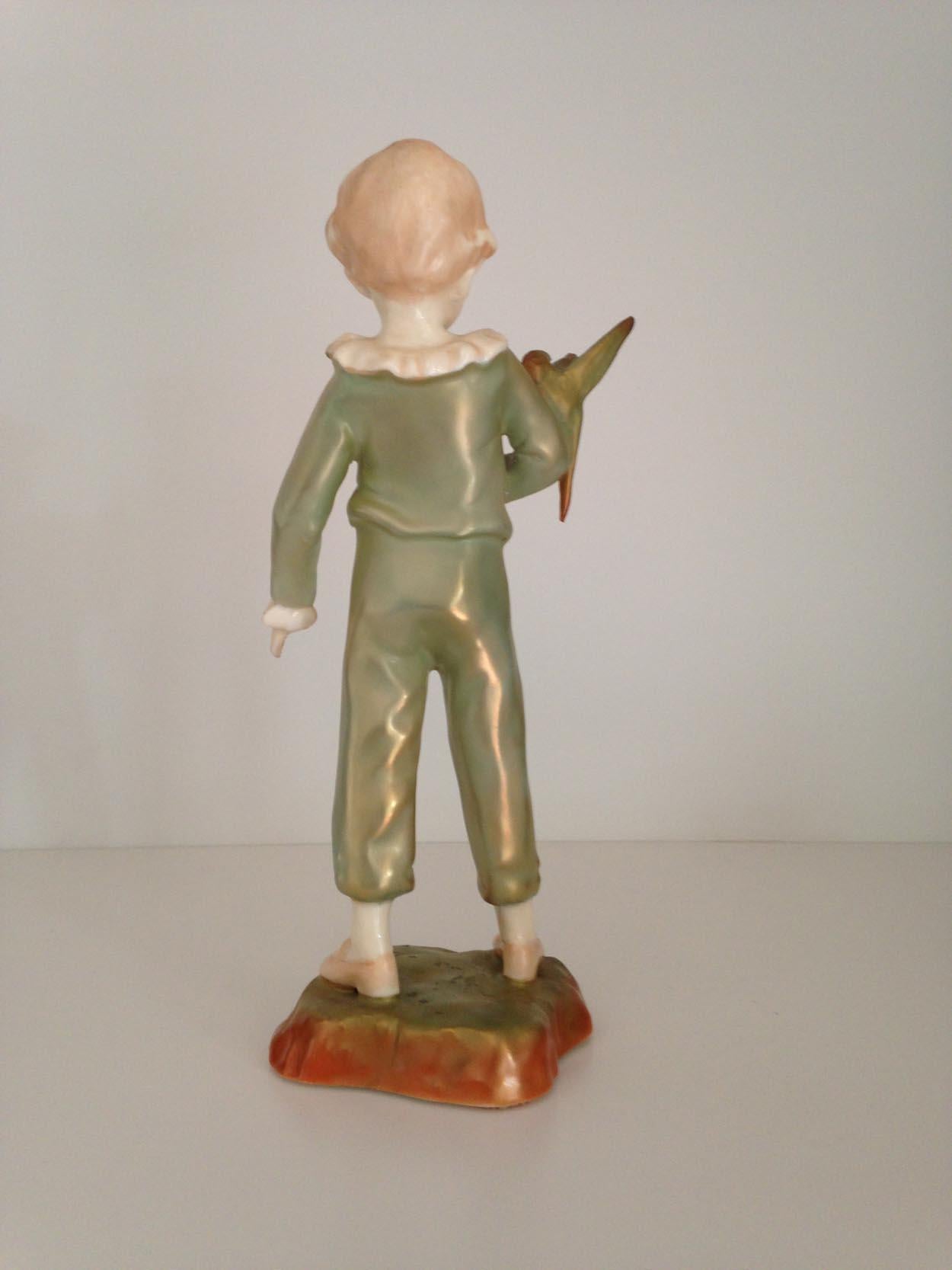 Royal Worcester Figurine, Boy with Parakeet, 20th Century In Good Condition For Sale In Melbourne, Victoria
