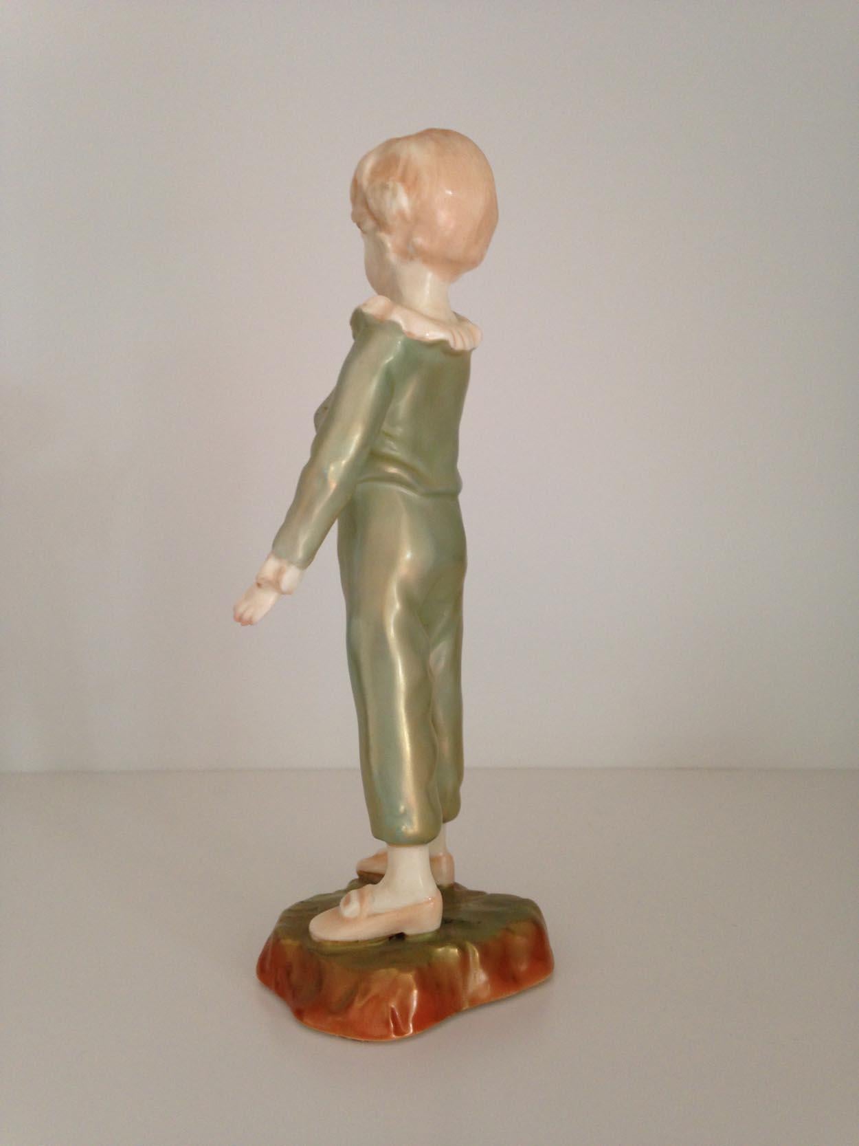 Porcelain Royal Worcester Figurine, Boy with Parakeet, 20th Century For Sale