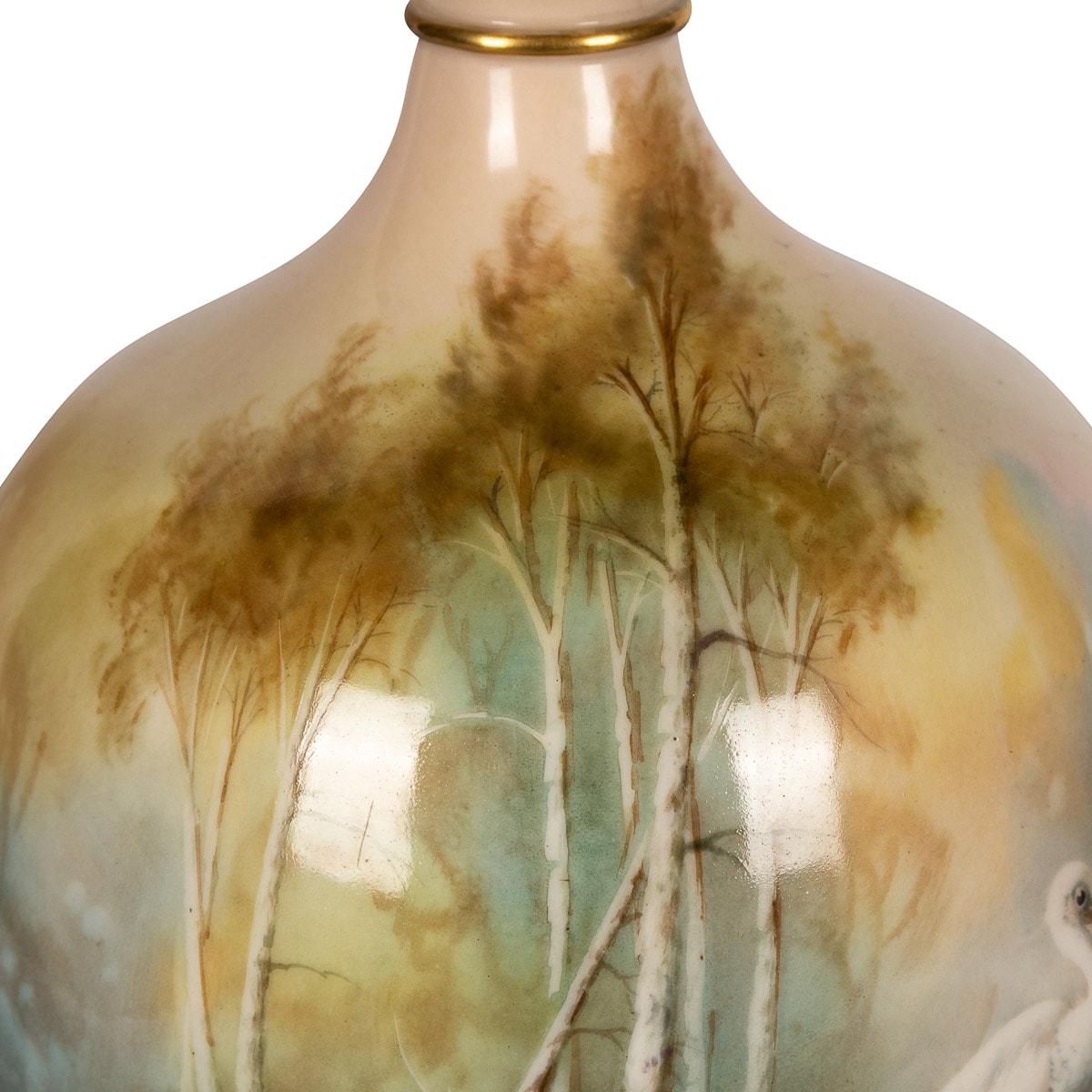 20th Century Royal Worcester Vase With Egret Bird, Walter Powell, c.1910 4