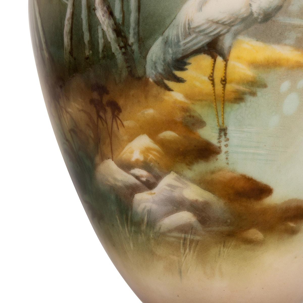 20th Century Royal Worcester Vase With Egret Bird, Walter Powell, c.1910 8