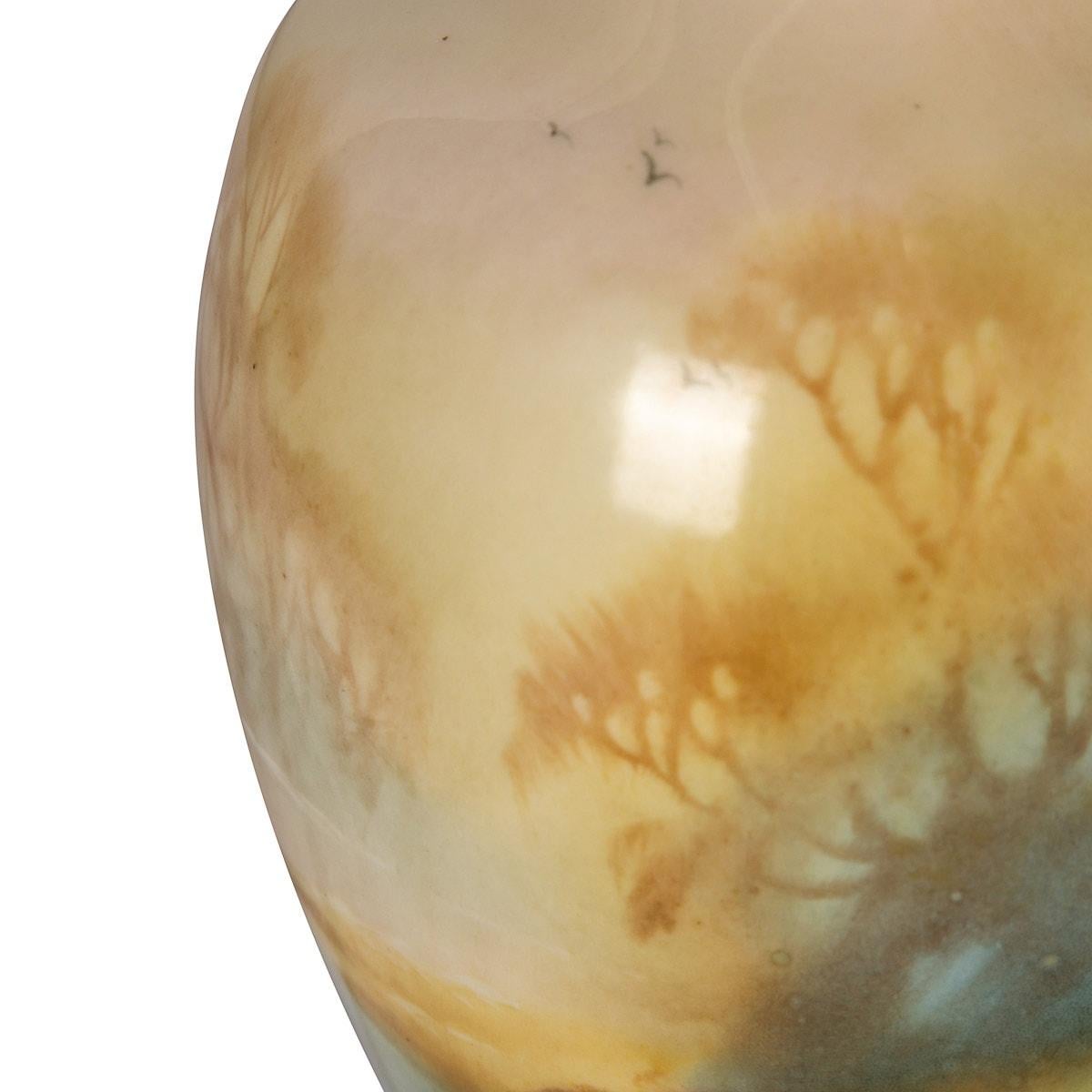 20th Century Royal Worcester Vase With Egret Bird, Walter Powell, c.1910 2