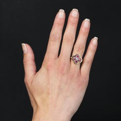 20th Century Rubies Diamonds 18 Karat Yellow Gold Platinum Cloverleaf Ring