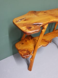 20th Century Rural Pine Side Table Inlaid Epoxy with Pebbles