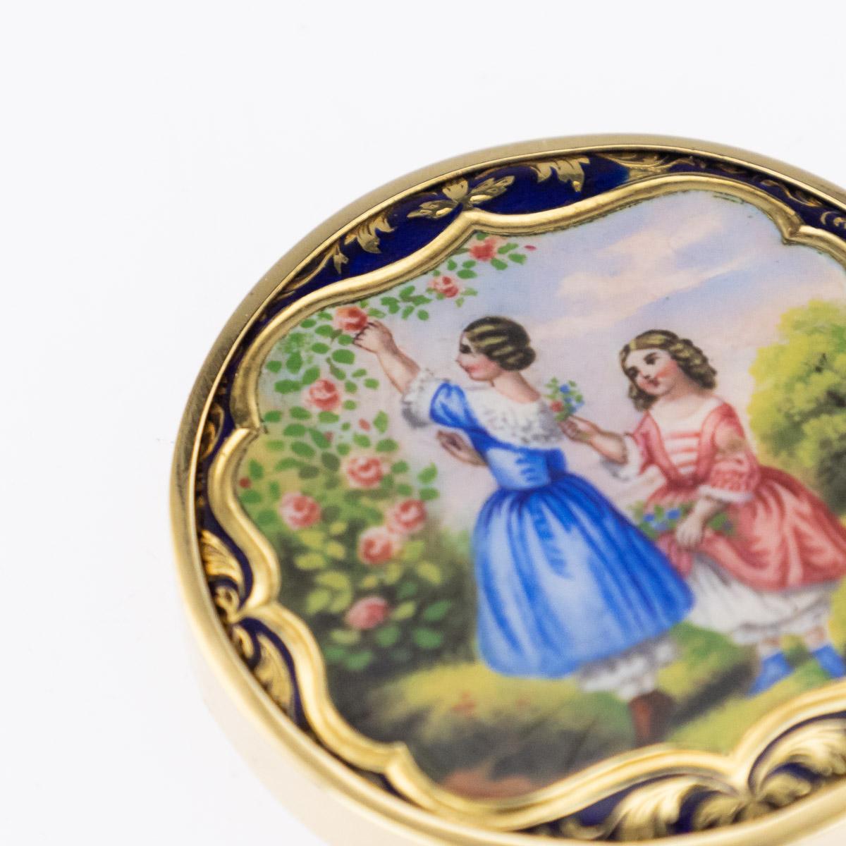 20th Century Russian 14-Karat Gold and Enamel Pill Box, Moscow, circa 1900 In Good Condition For Sale In Royal Tunbridge Wells, Kent