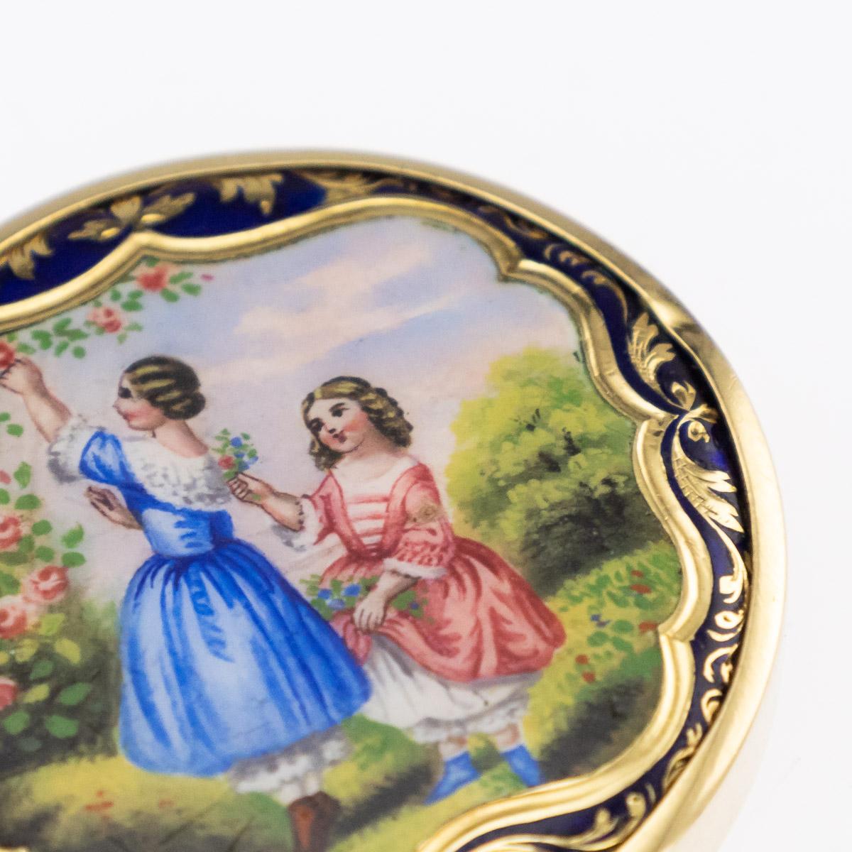 20th Century Russian 14-Karat Gold and Enamel Pill Box, Moscow, circa 1900 For Sale 3