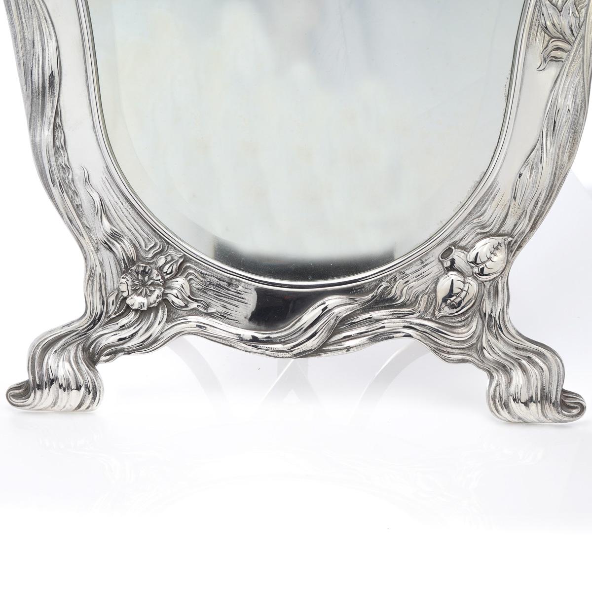 20th Century Russian Art Nouveau Solid Silver Mirror, Ovchinnikov, c.1900 5