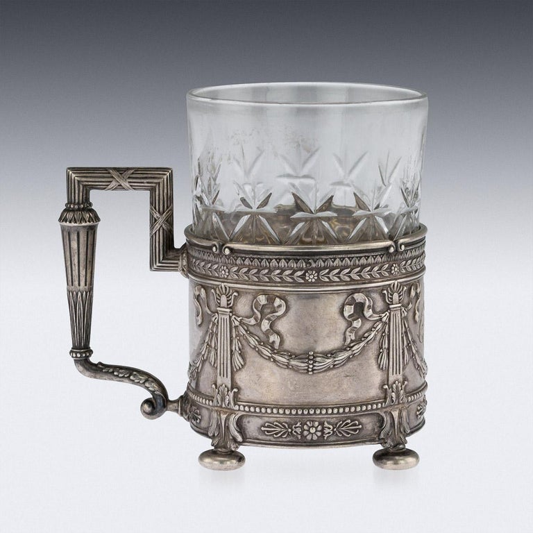 20th Century Russian Empire Silver and Cut Glass Tea Holder, Lorie